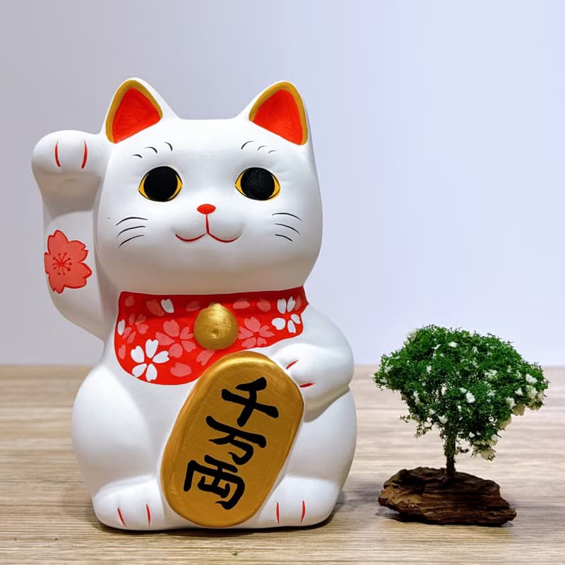 【櫻福招財】日本谷中堂招財貓 | 白櫻