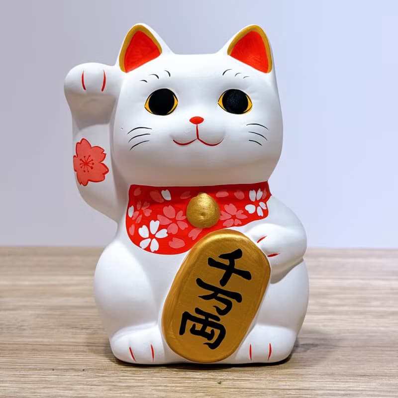【櫻福招財】日本谷中堂招財貓 | 白櫻