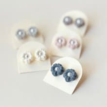 【原創－飾品】珍珠花 手作編織 耳環 耳針 耳夾