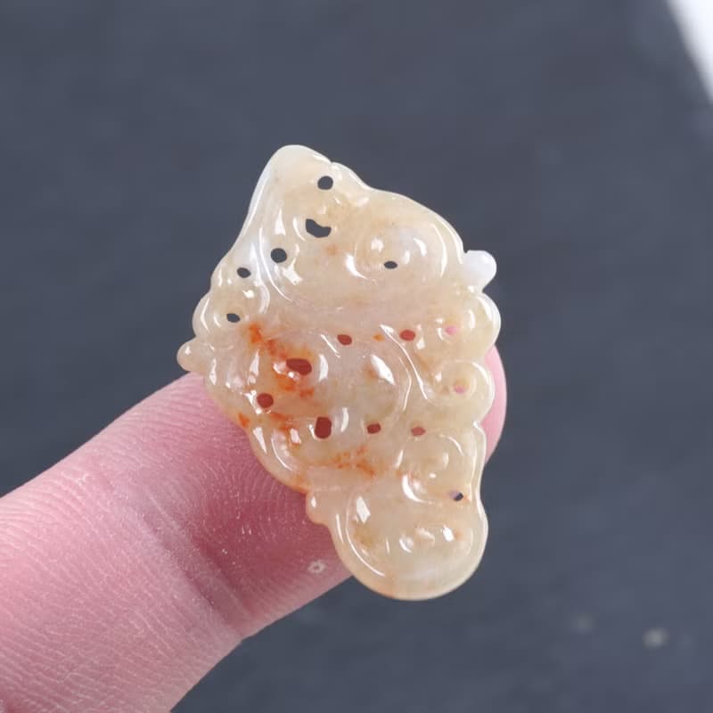 飄紅翡翡翠懷古雕花牌項鍊 | 天然緬甸玉A貨翡翠| 送禮