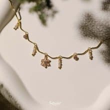 雪花粉歐泊珍珠項鍊 歐泊項鍊 歐泊 項鍊 聖誕禮物 生日禮物 雪花