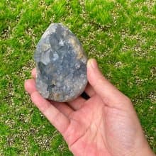 能量擺件-天然原礦天青石雨滴 幾何 藍水晶 家居 辦公室 擺件