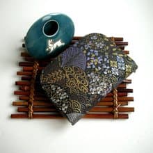 京西陣金襴錦織【墨境花傘/碧綠花傘】-短夾/皮夾/零錢包/禮物