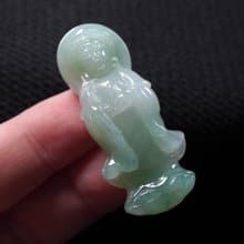 冰種飄綠翡翠觀音菩薩項鍊 | 天然緬甸玉翡翠A貨 | 送禮