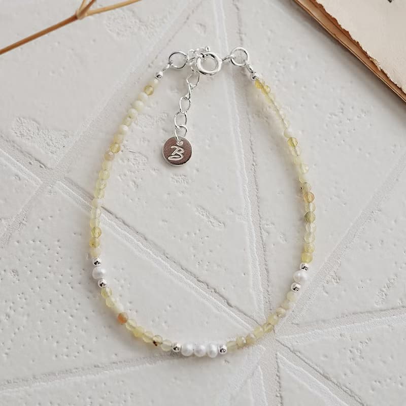 蛋白石圓舞曲純銀手鍊 | 水晶淡水珍珠 女生手鏈 飾品禮盒 情人節