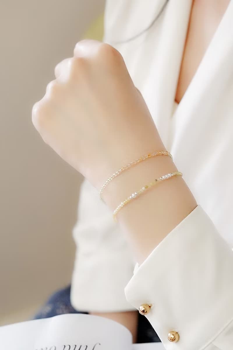 蛋白石圓舞曲純銀手鍊 | 水晶淡水珍珠 女生手鏈 飾品禮盒 情人節