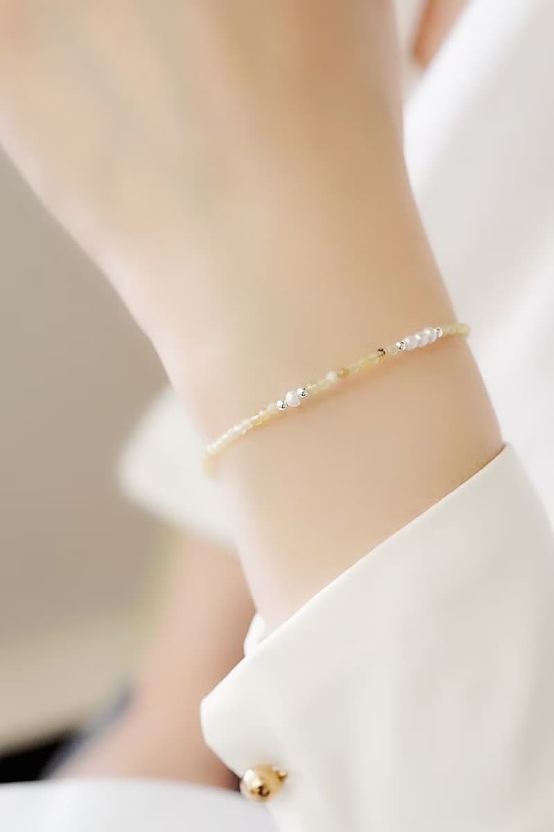 蛋白石圓舞曲純銀手鍊 | 水晶淡水珍珠 女生手鏈 飾品禮盒 情人節