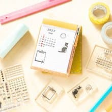 日曜日可変カレンダー猫　貼ってはがせるフォトポリマー製クリアスタンプ TO-MEI HAN
