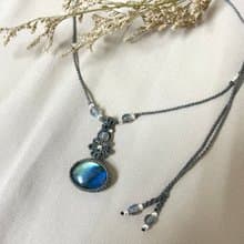 拉長石編織項鍊/藍綠漸層光