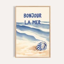 海灘上的早安 Bonjour la Mer / 插畫風海洋風景海報 掛畫