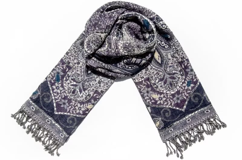 喀什米爾Cashmere/水煮羊毛披肩/針織圍巾/刺繡圍巾/羊絨披巾-花