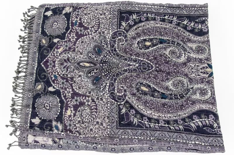 喀什米爾Cashmere/水煮羊毛披肩/針織圍巾/刺繡圍巾/羊絨披巾-花