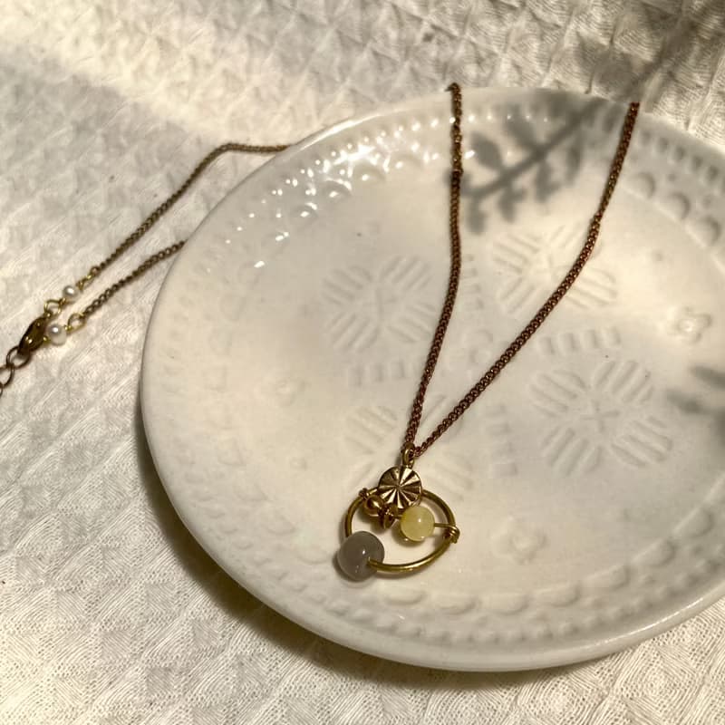 老林雜貨 | 蜜蠟灰翡翠項鍊
