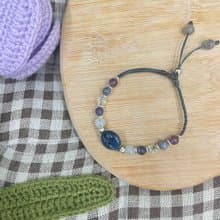 藍晶石平安扣調整式編織手鍊
