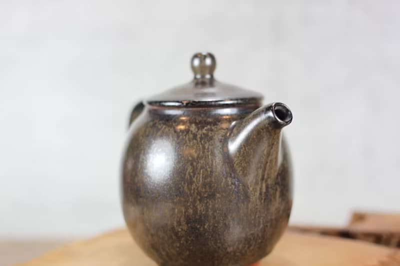 【母親節禮物】200ml 天目釉 手拉坯茶壺 陶藝名家葉敏祥作品