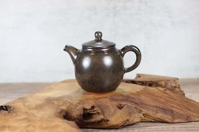 【母親節禮物】200ml 天目釉 手拉坯茶壺 陶藝名家葉敏祥作品