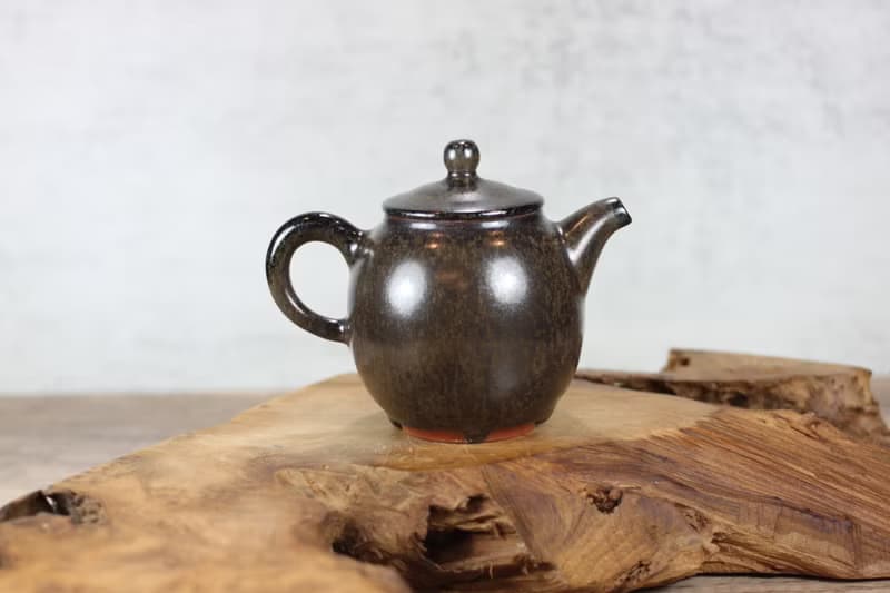【母親節禮物】200ml 天目釉 手拉坯茶壺 陶藝名家葉敏祥作品