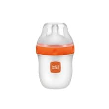 b&h 新一代食品級LSR矽膠奶瓶 160ml配超寬口徑奶嘴 (橙色)