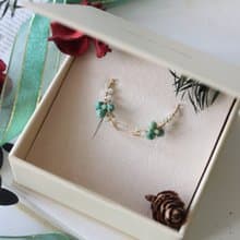 【禮物】綠松石金葉耳環耳針耳夾共用款