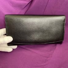 Coach 荔枝紋真皮 黑 金色旋轉扣 古董皮夾 長夾 vintage