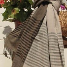 Ebony Stripe Hand Woven Cotton Scarf, Dark Brown