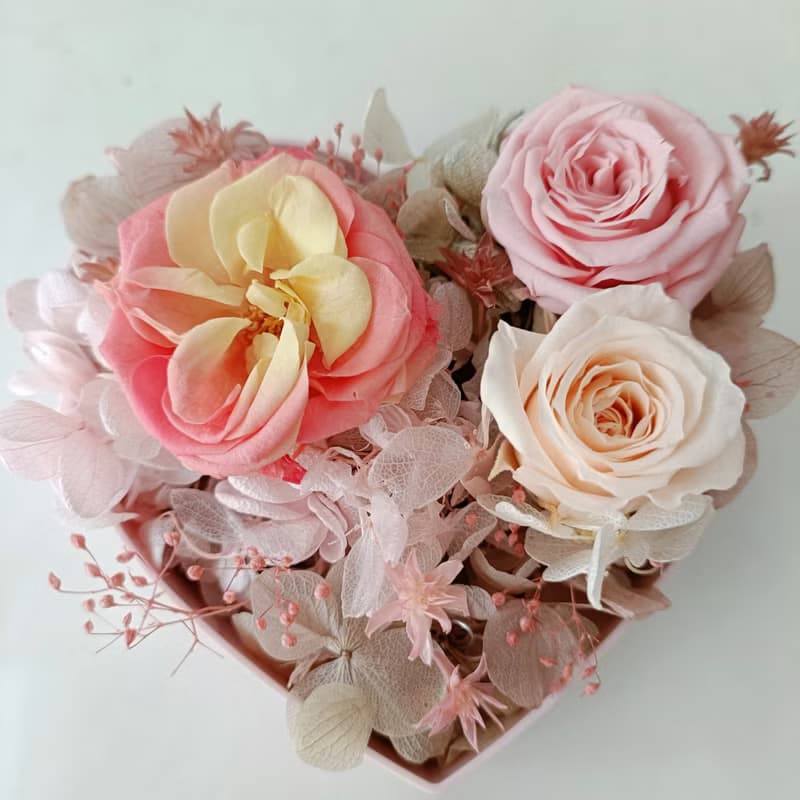 粉桃喜愛心玻瑰花 結婚捧花永生乾燥花畢業謝師禮物生日畢業禮物