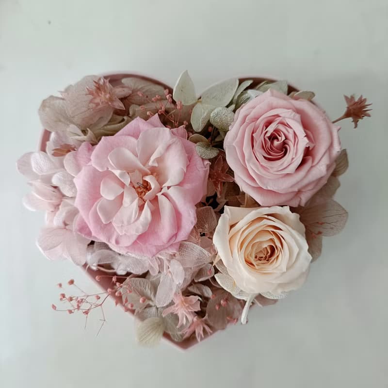 粉桃喜愛心玻瑰花 結婚捧花永生乾燥花畢業謝師禮物生日畢業禮物