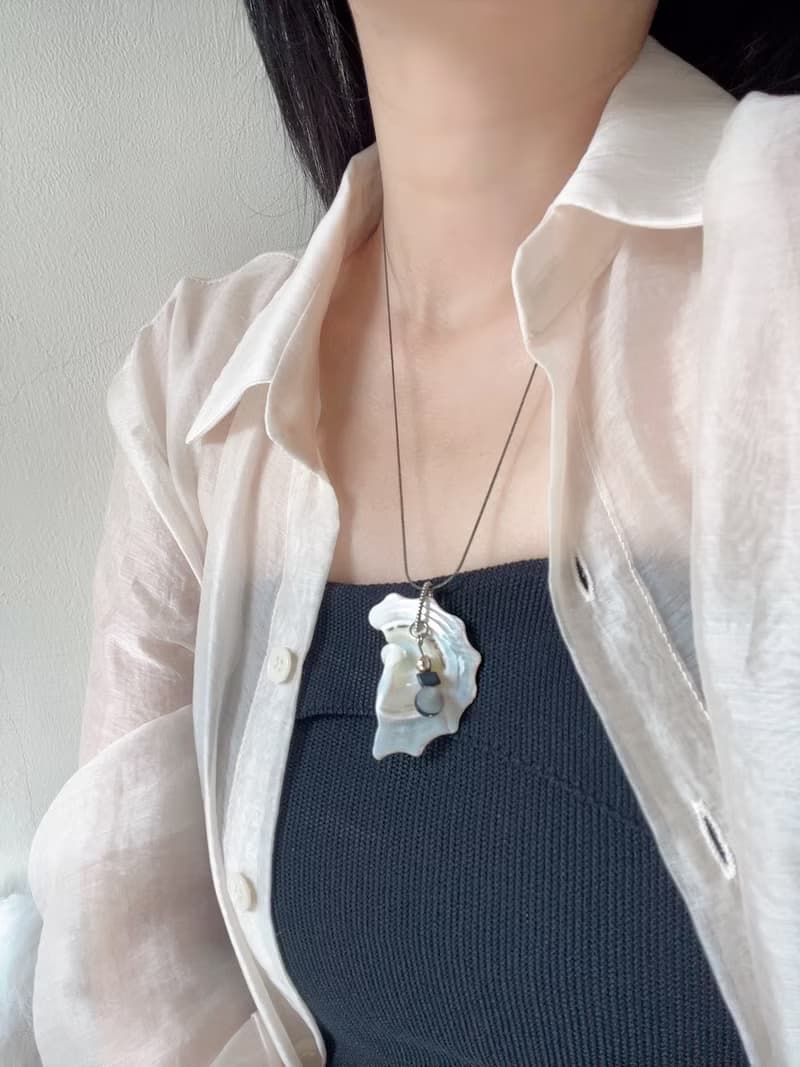 天然白x銀貝殼 兩色x虎眼石x黑瑪瑙 18k 原創手作小眾 串珠項鍊