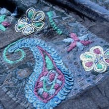 喀什米爾Cashmere/水煮羊毛披肩/針織圍巾/刺繡圍巾/羊絨披巾-花