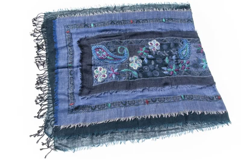 喀什米爾Cashmere/水煮羊毛披肩/針織圍巾/刺繡圍巾/羊絨披巾-花
