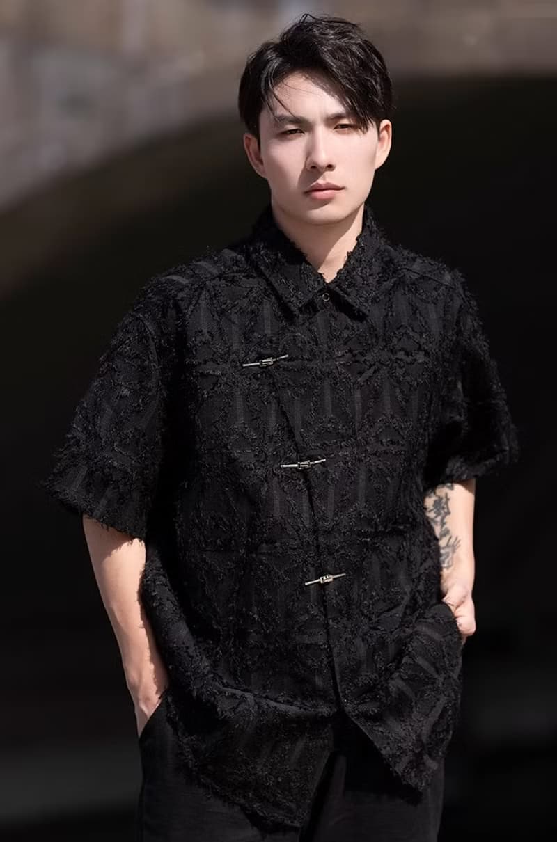 新中式復古 肌理感短袖襯衫