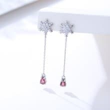 粉紅碧璽925純銀精鍍亮澤白金耳環