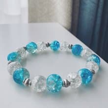 【深海系列】 藍白色裂紋珠手鍊