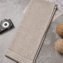 【窄版】喀什米爾羊毛圍巾 無染原色淺褐斜紋 脖圍 手工機織