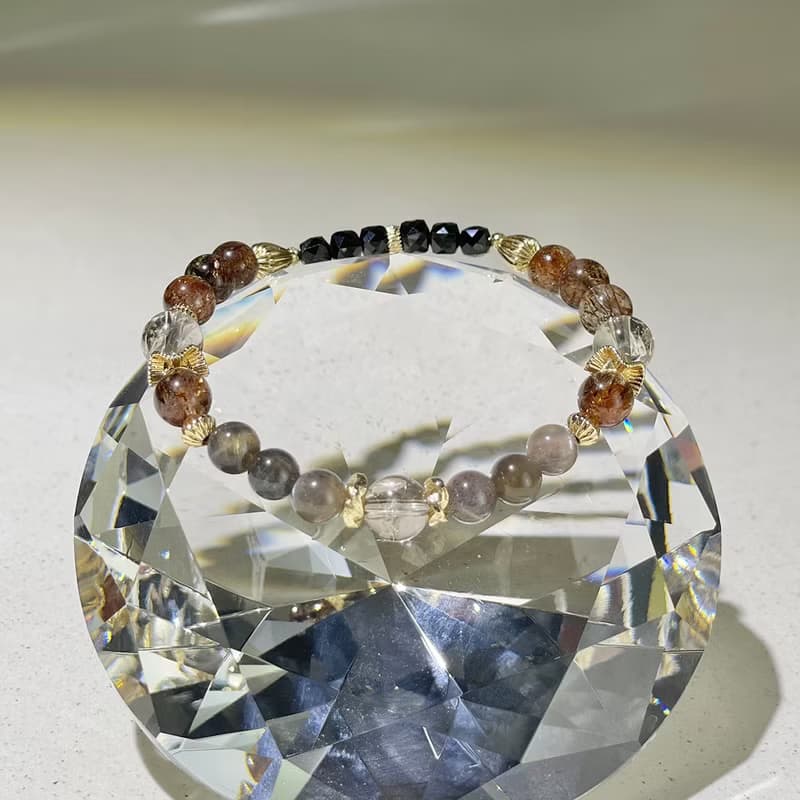 日常 茶晶阿賽斯特萊|黑金骨幹|黑金超|黑尖晶|水晶手鍊A22-4