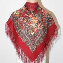 Authentic Pavlovo Posad Russian Shawl Scarf Soft 100% Wool 89x89 cm 1830-5