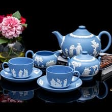 經典工藝Wedgwood 碧玉浮雕茶具七件套 英式下午茶 內上釉