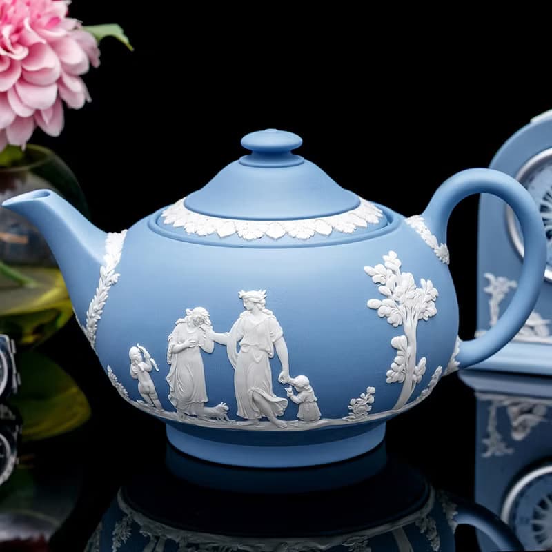 經典工藝Wedgwood 碧玉浮雕茶具七件套 英式下午茶 內上釉