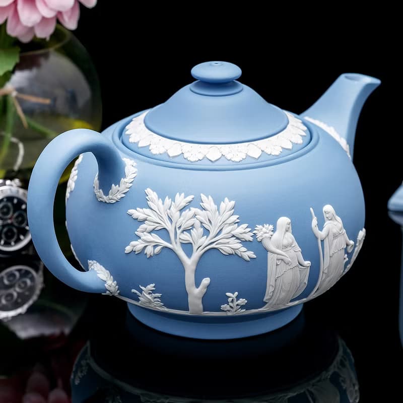 經典工藝Wedgwood 碧玉浮雕茶具七件套 英式下午茶 內上釉