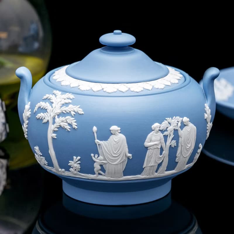 經典工藝Wedgwood 碧玉浮雕茶具七件套 英式下午茶 內上釉