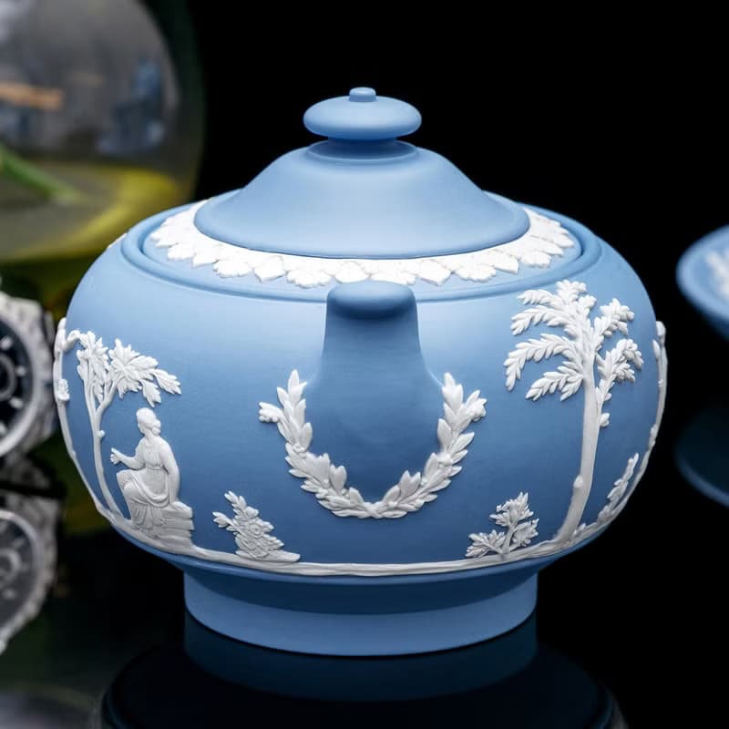 經典工藝Wedgwood 碧玉浮雕茶具七件套 英式下午茶 內上釉