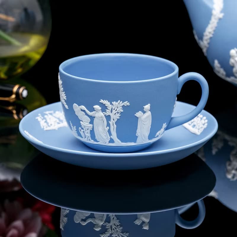 經典工藝Wedgwood 碧玉浮雕茶具七件套 英式下午茶 內上釉