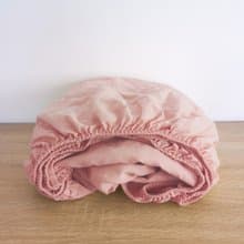 Sunset pink linen fitted sheet / Softened linen bed sheet / Deep pocket