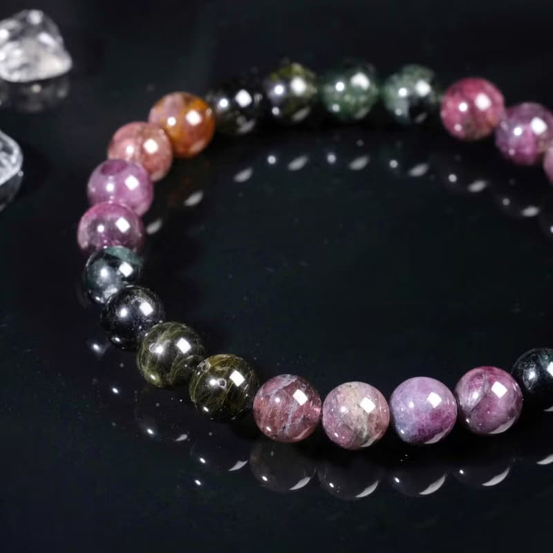 一圖一物│#518 7mm 黑玫瑰碧璽水晶手鍊 幸運福氣 新年開運飾品