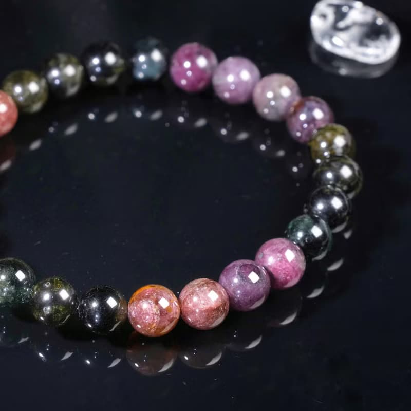 一圖一物│#518 7mm 黑玫瑰碧璽水晶手鍊 幸運福氣 新年開運飾品