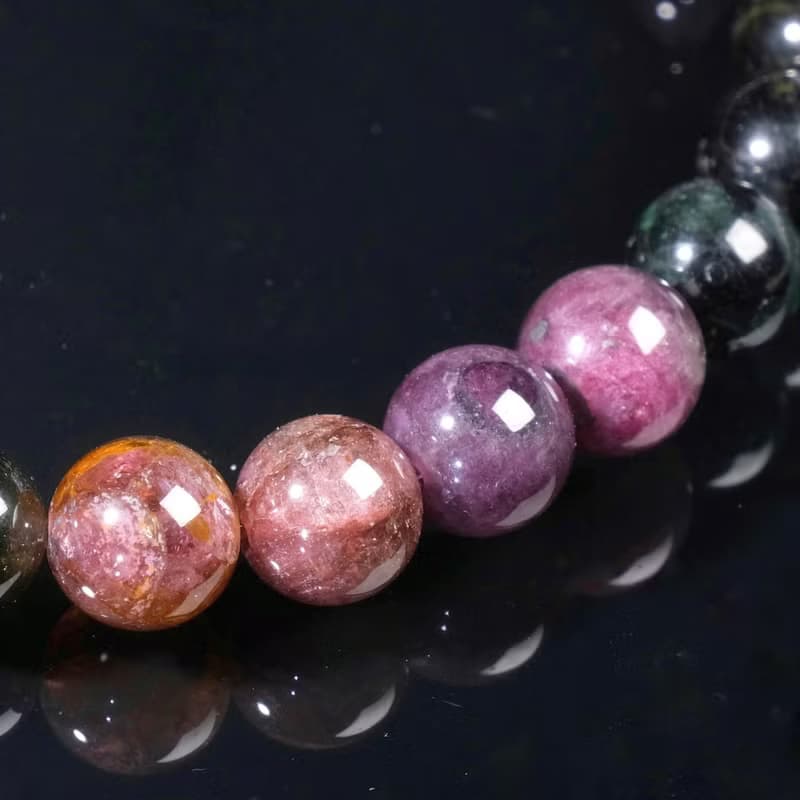 一圖一物│#518 7mm 黑玫瑰碧璽水晶手鍊 幸運福氣 新年開運飾品