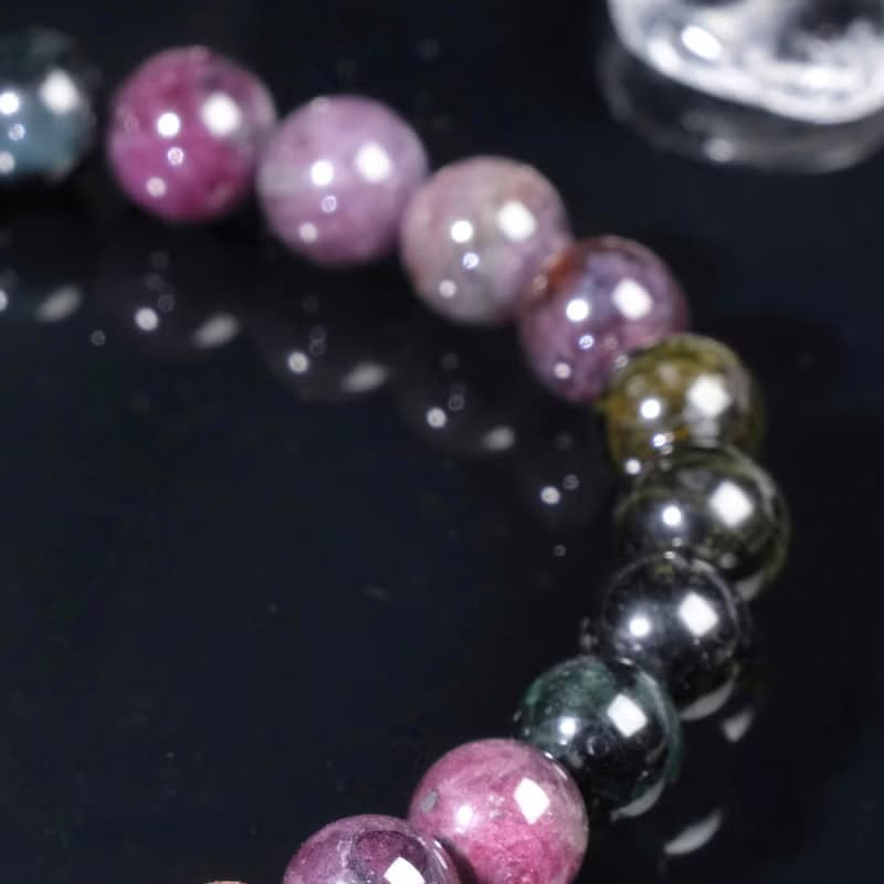 一圖一物│#518 7mm 黑玫瑰碧璽水晶手鍊 幸運福氣 新年開運飾品