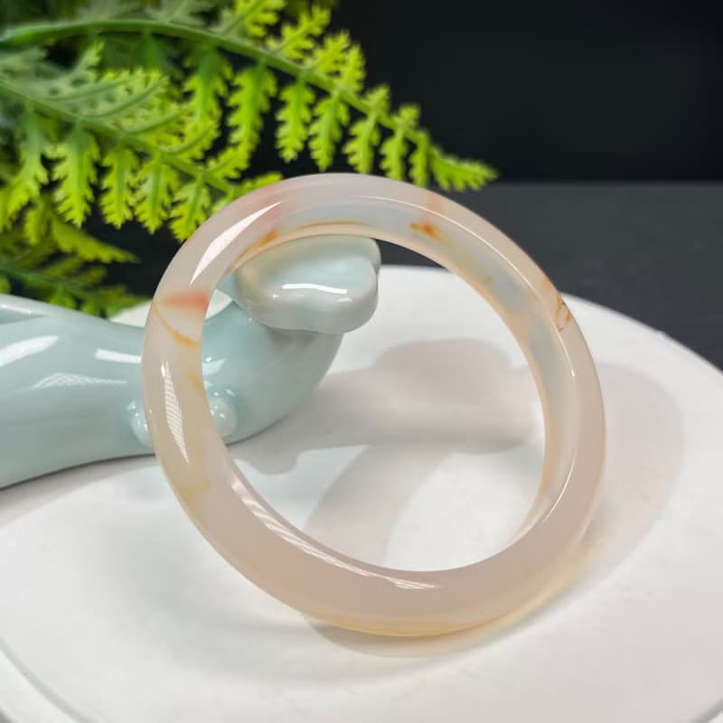 高品質 塘心瑪瑙手镯 58+MM 冰潤淺糖飄橘玉髓手環 解壓平衡能量