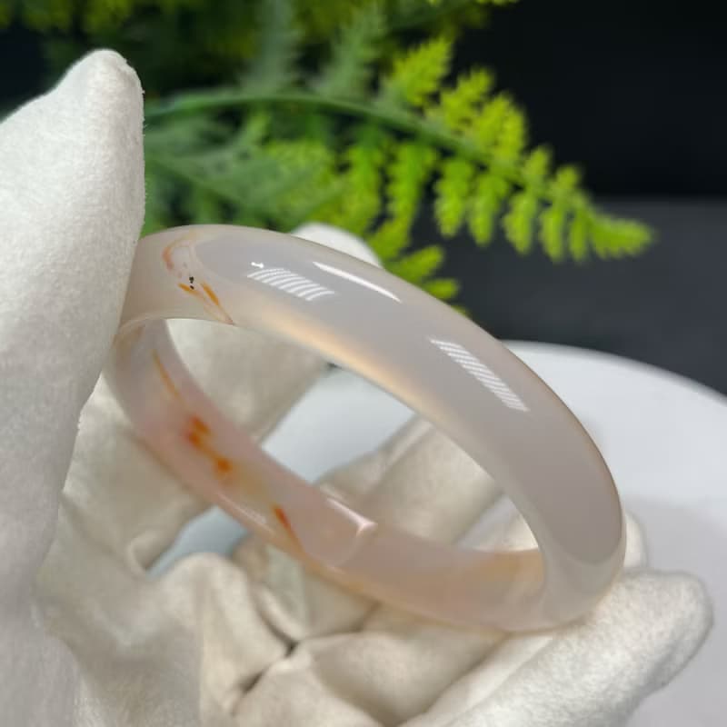 高品質 塘心瑪瑙手镯 58+MM 冰潤淺糖飄橘玉髓手環 解壓平衡能量