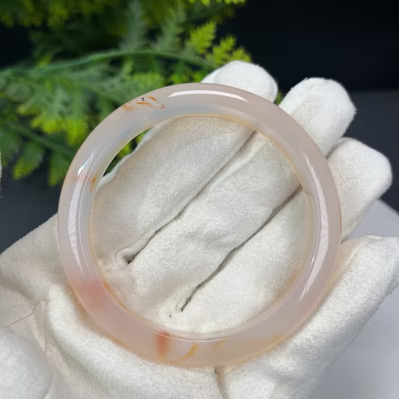 高品質 塘心瑪瑙手镯 58+MM 冰潤淺糖飄橘玉髓手環 解壓平衡能量